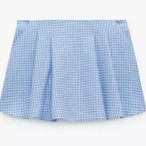 Zara Gingham Pleated Split Skort Size L